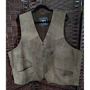 Barney's Leather Men's Biker Motorcycle Vest Size 54 For Patches Distressed